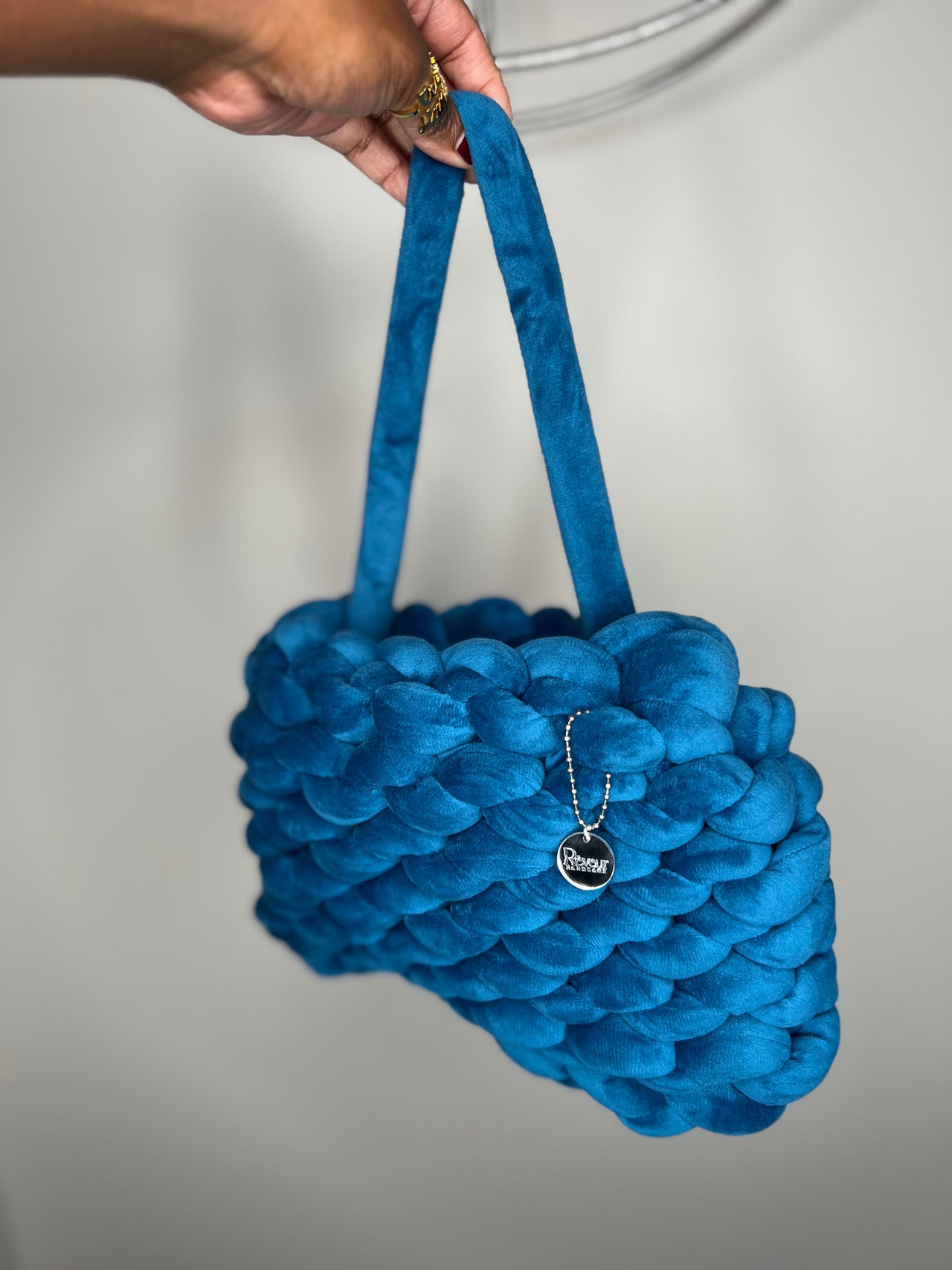 Blue Velvet Luxe Poppet Small Arm Bag