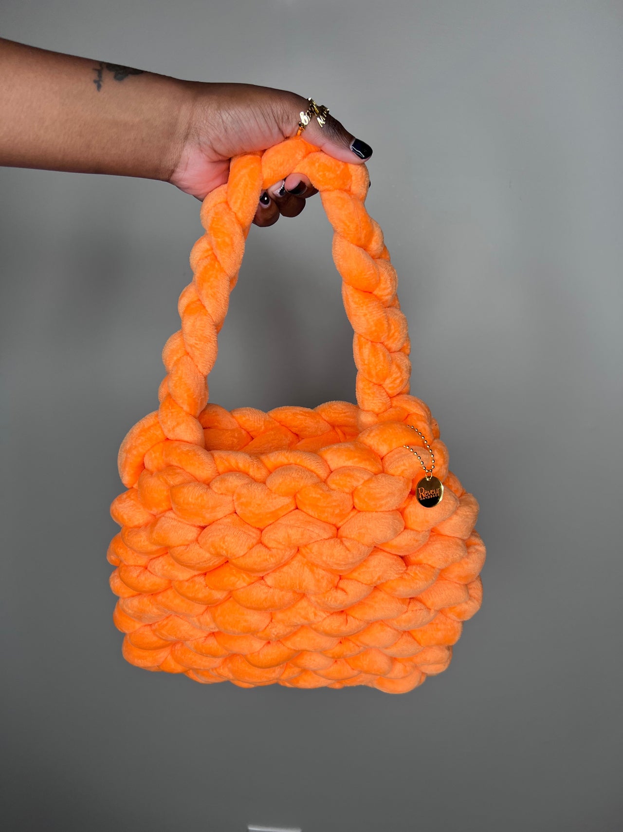 Orange Velvet Luxe Poppet Small Arm Bag